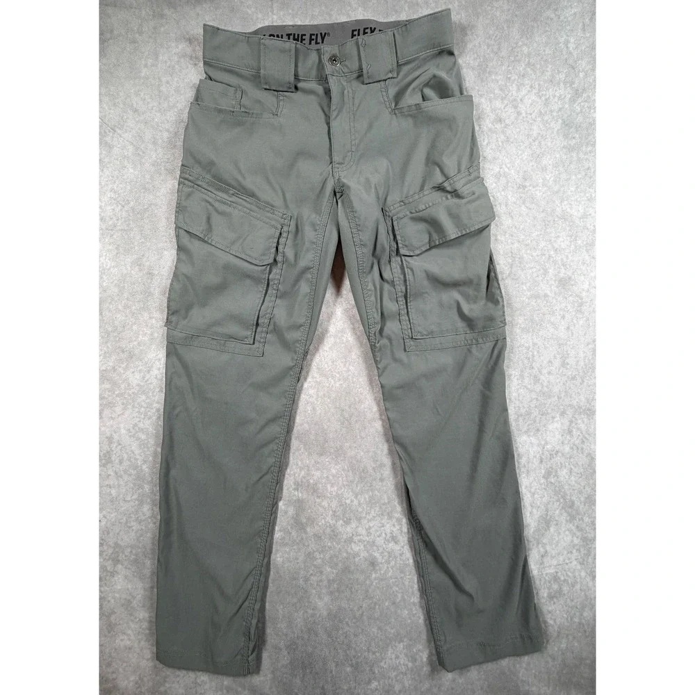 Duluth Mens 30x32 Cargo Pants Dry On The Fly Olive Green Nylon Stretch Slim Fit